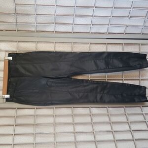 Zara black faux leather high rise fitted crop women's pants size S